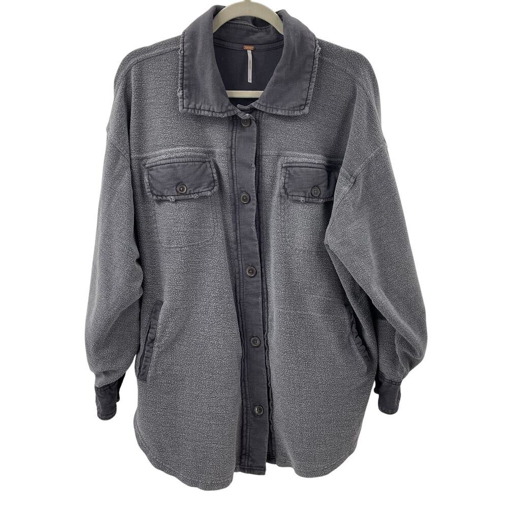Free People Gray Button-Up Jacket